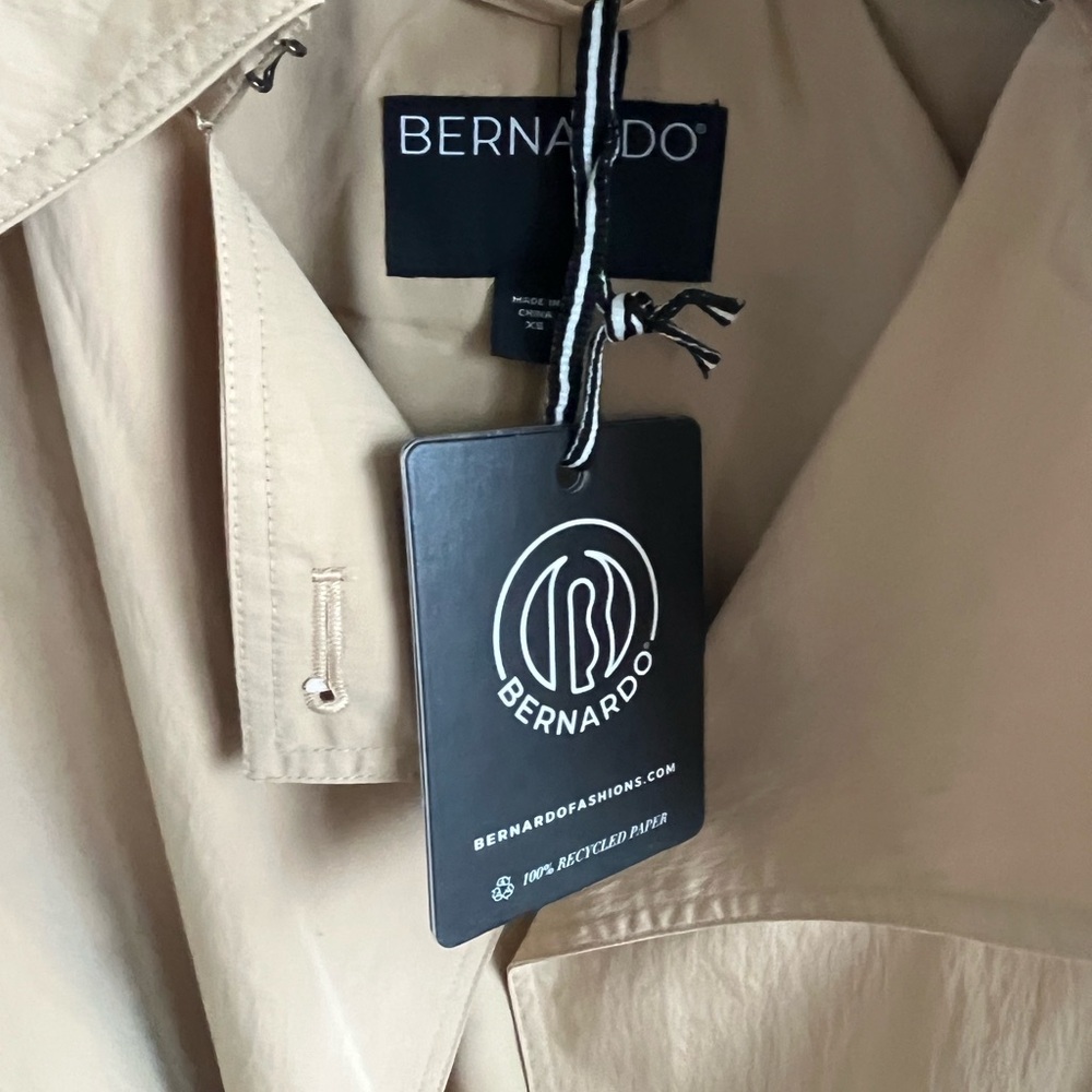 NWT Bernardo Tan Trench Coat xs crsip khaki color - Picture 4 of 10